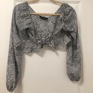 Kittenish Cropped Tie Shirt